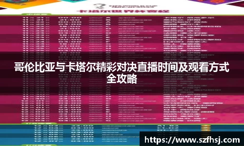 哥伦比亚与卡塔尔精彩对决直播时间及观看方式全攻略